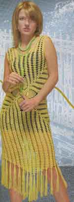 Вязаное жёлтое платье